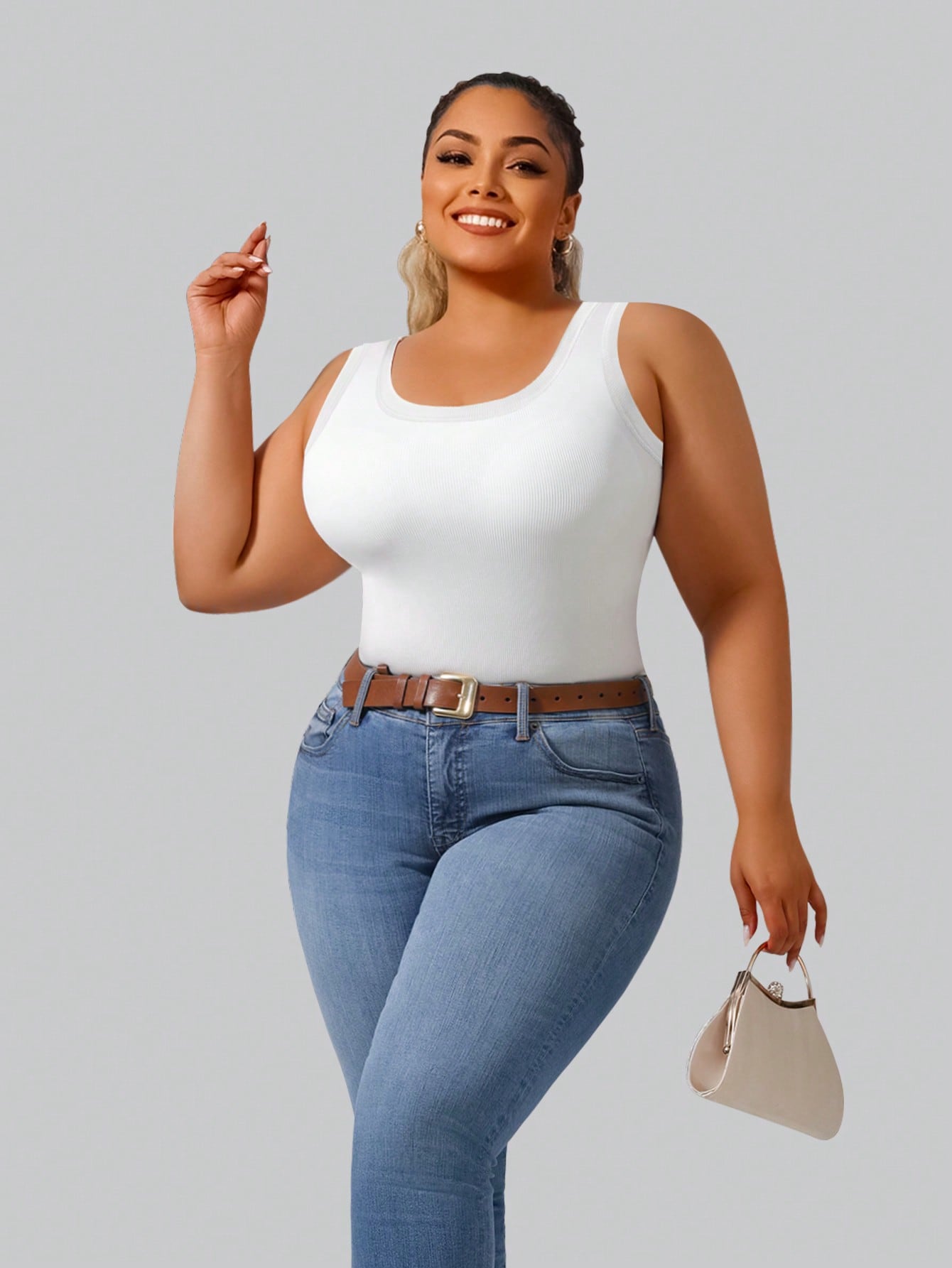 Plus size dames tanktop met ri - Tank Top Ribbed recensie en prijs