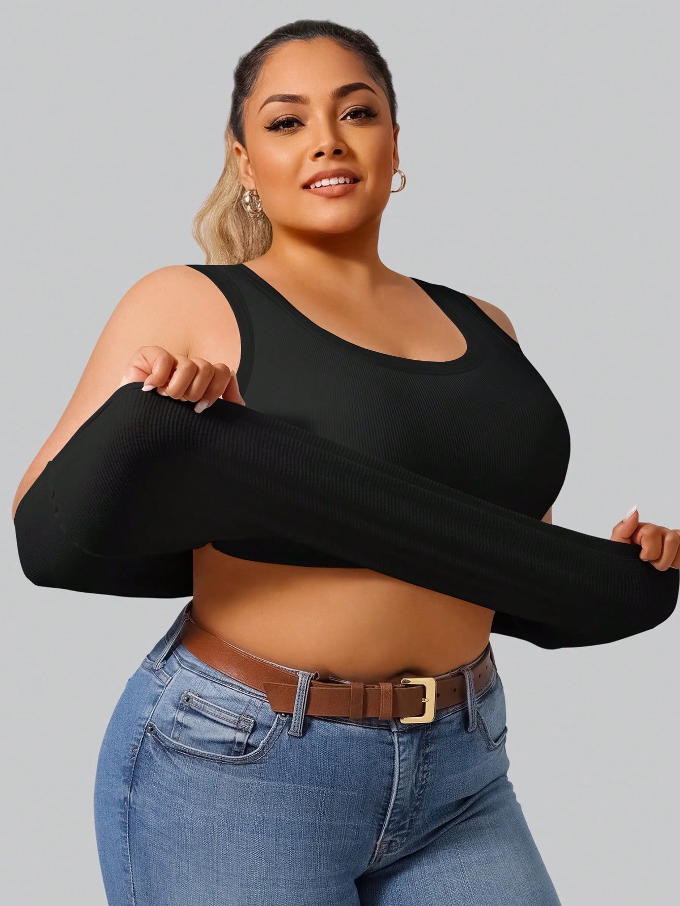 Plus size dames crop tanktop m - Tank Top Ribbed recensie en prijs