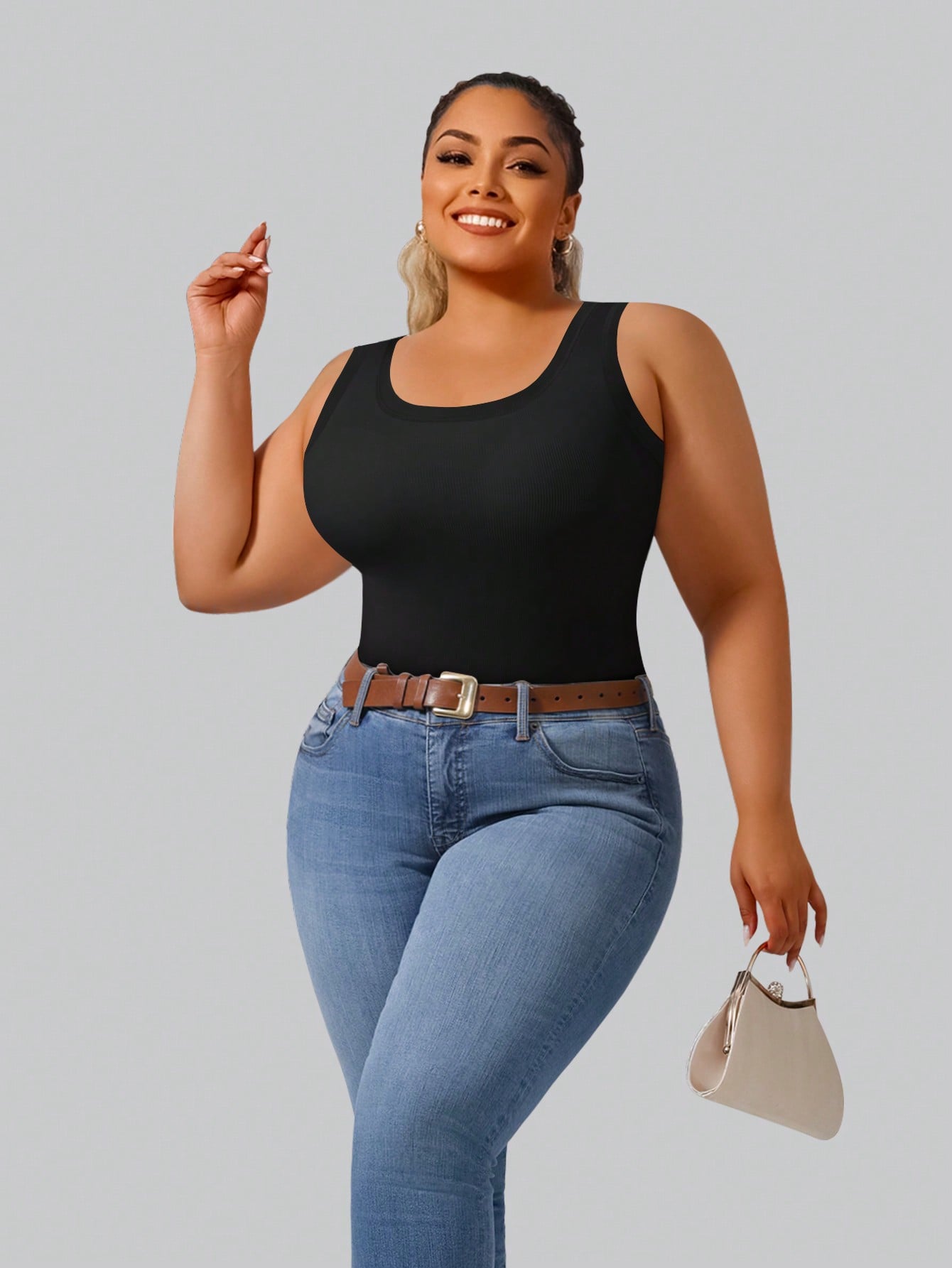 Plus size dames crop tanktop m - Tank Top Ribbed recensie en prijs